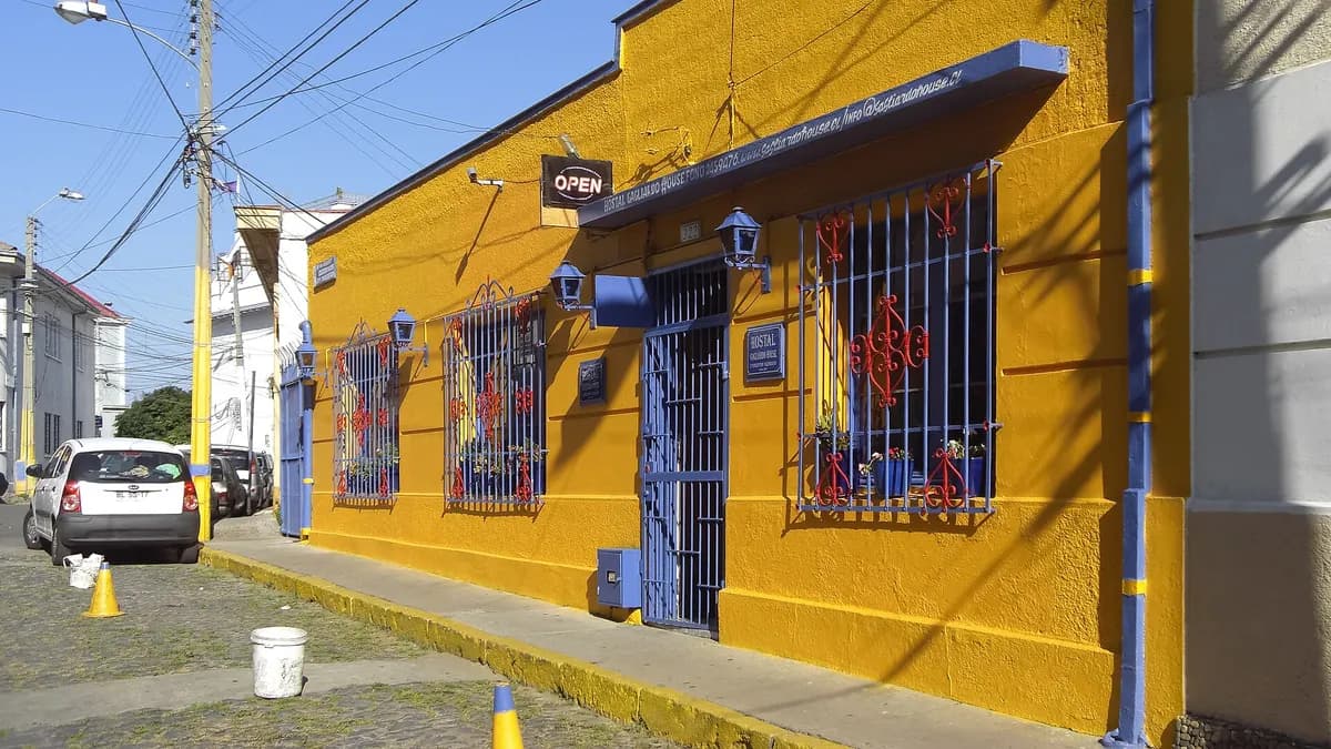 Casas de colores del cerro Alegre de Valparaíso con la bahía al fondo